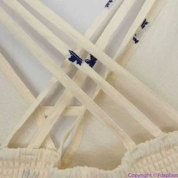 New! Free People Get To You Printed Maxi Dress Ivory Blue, L - Picture 15 of 16